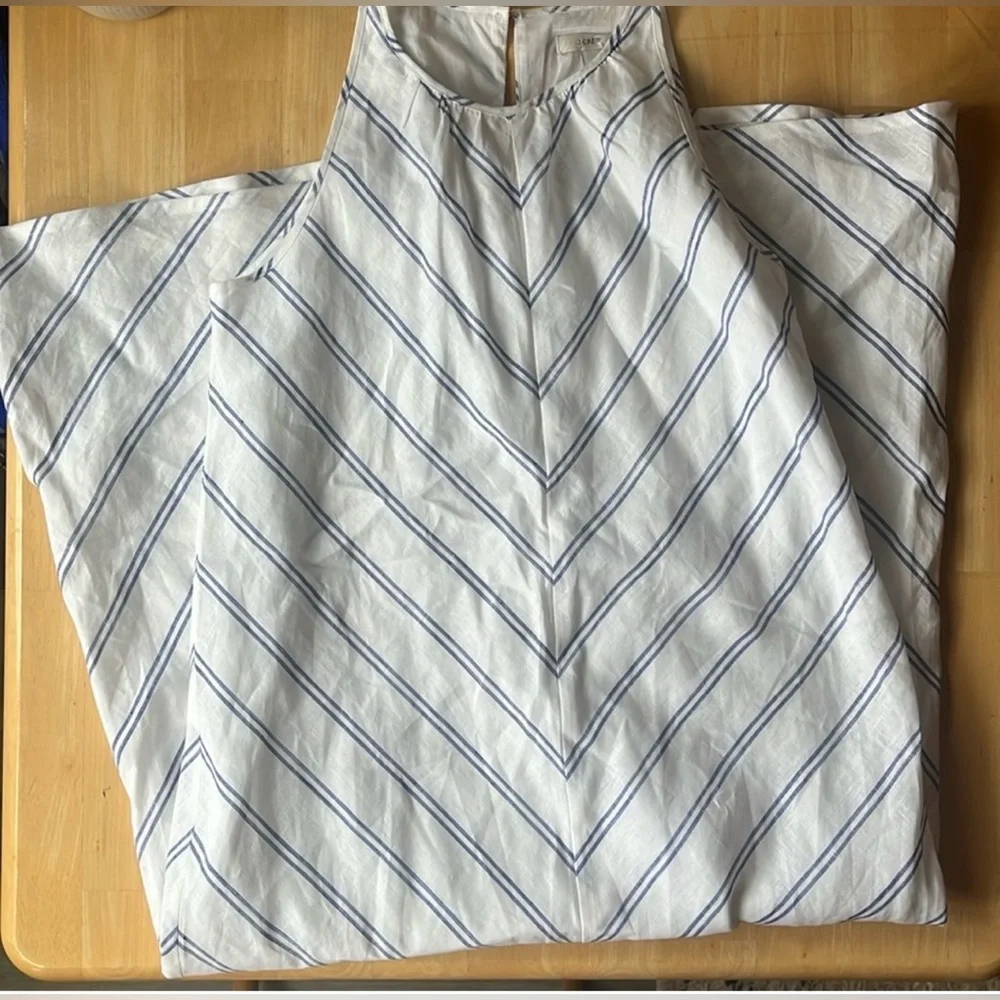 J. Crew White Maxi Dress with Blue Chevron Stripes - Picture 2 of 4